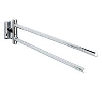 tesa® Klaam Porte-serviettes 2 Barres, Métal Chromé, adhésif, technologie sans Percer, 82mm x 46mm x 460mm