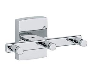 tesa® Klaam Triple Crochet Serviettes, Métal Chromé, adhésif, technologie sans Percer, 60mm x 120mm x 55mm