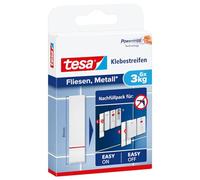 tesa Languettes Adhésives pour Carrelage & Métal 3kg - Languettes Adhésives pour Surfaces Pleines et Lisses - Peut tenir jusqu'à 3 kg par Bande - Paquet de 6 Pièces