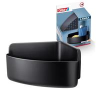 tesa® Lavaa Panier de rangement d’angle pour la salle de bains (M), Noir mat - Montage sans perçage avec tesa® Powerstrips Waterproof Strips XL inclus - 200 mm x 120 mm x 200 mm