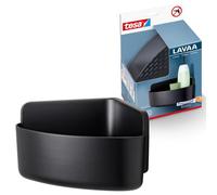 tesa Panier de rangement d'angle Lavaa (S) Noir mat – Montage sans perçage, Powerstrips XL inclus