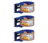 Tesa Lot De 3 Dévidoirs Manuel D'emballage "Pack" + 1 Rouleau Havane Inclus 66 M X 50 Mm