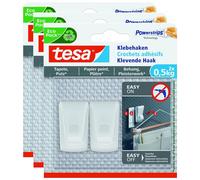 tesa Lot de 3 Packs 2 Crochets Adhésif Powerstrips 0,5kg pour Mur Peint / Papier peint