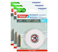Tesa Lot De 3 Powerbonds Adhésif Double Face 10 Kg / Mètre 1,5m X 19mm Papier Peint/Plâtre