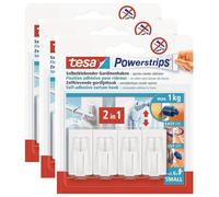 tesa Lot de 3 Powerstrips Fixation Vario pour Rideaux Blanc Lot de 4 Crochets et 6 Strips
