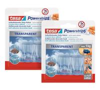 tesa Powerstrips Crochets Déco - Crochets Adhésifs pour la Décoration des Fenêtres et des Miroirs - Maintient jusqu'à 1 kg - 1 x 2 Crochets - Lot de 2