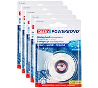 Tesa Lot De 5 Bandes Adhésive De Montage Double Face Pour Miroir 19 Mm X 1,5 M