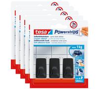 tesa Lot de 5 Powerstrips 3 Crochets Adhésif SMALL Rectangulaire Noir
