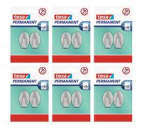 tesa Lot de 6 Crochets Adh¿sifs Permanents ovales métal L gris