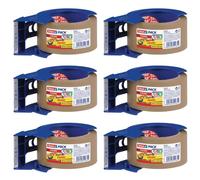 Tesa Lot De 6 Dévidoirs Manuel D'emballage "Pack" + 1 Rouleau Havane Inclus 66 M X 50 Mm