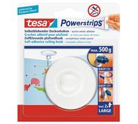 TESA Lot de 6 Powerstrips 1x crochet 2 strips large pour plafond force 500g Blanc