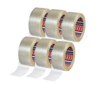 tesa Lot de 6 rubans adhésifs PET pour colis – Transparent 132 m x 50 mm, forte adhérence