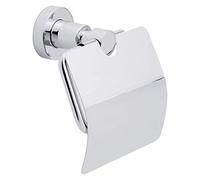 tesa® Loxx Dérouleur Papier toilette avec Couvercle, finition brillante Métal Chromé, adhésif, technologie sans Percer, 135mm x 140mm x 80mm