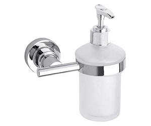 tesa Luup Distributeur de savon, métal chromé, adhésif, technologie sans percer, 155mm x 125mm x 100mm