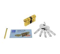 TESA M6503040L Cylindre européen T60, 30 x 40 mm, finition laiton, came courte 13,2 mm