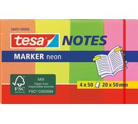 tesa Marker Notes Marqueurs adhésifs fluo 50 x 20 mm 4 blocs de 50 feuilles chacun