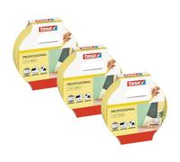 tesa Masquer Finitions parfaites - Ruban Adhésif de Masquage Net et Précis pour Travaux de Peinture, Sans Solvant - 3 Rouleaux de 25 m x 25mm