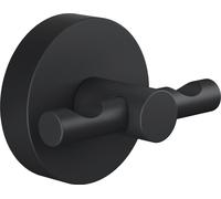 tesa MOON BLACK Crochet pour peignoir, noir mat - pour salles de bains de style industriel et salles de bains modernes - sans percer, solution adhésive incluse