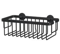 Tesa MOON BLACK Panier de douche - Rangement profond - Convient aux salles de bains modernes - Solution adhésive, sans perçage - Noir mat, 92 mm x 250 mm x 125 mm
