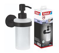 tesa Distributeur de savon MOON BLACK 40565-00000-00, noir mat, verre satiné 200 ml, sans perçage