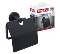 tesa Dérouleur papier toilette MOON BLACK avec couvercle, Noir mat, montage simple