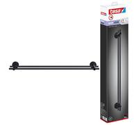 tesa MOON BLACK porte serviette double, noir mat, adhésif, technologie sans percer, 112 mm x 640 mm x 50 mm