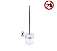 Tesa - Moon Brosse WC en verre avec support mural en acier inoxydable mat, pose facile sans perçage (40302-00000-00)