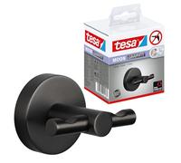 tesa MOON Crochet Adhésif pour Peignoir en Graphite Brossé - Crochet Mural Autocollant en Métal, Revêtement PVD - Sans Perçage avec Solution Adhésive - 50 mm x 65 mm x 53 mm
