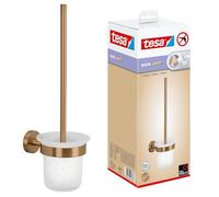 tesa Moon Ensemble WC Support et Brosse WC, Verre Satiné en Bronze Brossé - Autocollant, Revêtement en Métal PVD - sans Perçage, avec Solution Adhésive - 379 mm x 112 mm x 145 mm