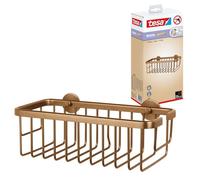 tesa Moon Etagère de Douche Autocollante en Bronze Brossé - Etage Unique et Extra Profond - Etagère de Douche en Métal, Revêtement PVD - sans Perçage avec Solution Adhésive - 92 mm x 250 mm x 125 mm