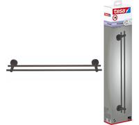 tesa MOON Graphite Porte-serviettes double, autocollant, métal revêtu de PVD, 49mm x 640mm x 115mm, 40595-00000-00