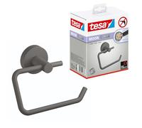 tesa® MOON GREY Porte Rouleau Papier Toilette, Gris Mat - Dérouleur Sans Couvercle pour Salles de Bains Modernes et de Style Industriel - Sans Perçage - 99 mm x 140 mm x 53 mm