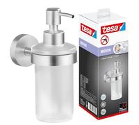 tesa Distributeur de savon Moon – Mural, acier inoxydable look, adhésif, sans percer
