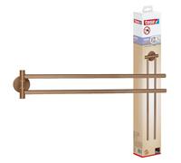 tesa Moon Porte Serviettes 2 Bras en Bronze Brossé - Porte Serviettes Autocollant en Métal, Revêtement PVD - sans Perçage avec Solution Adhésive - 84 mm x 50 mm x 456 mm