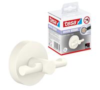 tesa® MOON WHITE Crochet adhésif pour peignoir, blanc mat - Salles de Bains Modernes et de Style Industriel - Sans Perçage - 50 mm x 65 mm x 53 mm
