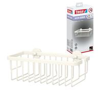 tesa® Moon White Panier de Douche - Rangement Profond - Convient aux salles de Bains Modernes - Solution adhésive, sans perçage - Blanc Mat, 92 mm x 250 mm x 125 mm