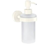 tesa Moon White Kit Distributeur de Savon - 200 ML - 70 x 171 x 119 mm | Distributeur de savon liquide à fixer au mur sans perçage - Verre satiné et métal thermolaqué - Solution adhésive incluse