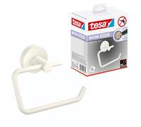 tesa Moon White Porte Rouleau Papier Toilette, Blanc Mat - Dérouleur sans Couvercle pour Salles de Bains Modernes et de Style Industriel - sans Perçage - 99 mm x 140 mm x 53 mm