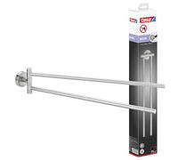 tesa Moonrangement serviette salle de bain, acier inoxydable look, adhésif, technologie sans percer, 83mm x 50mm x 456mm