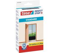 tesa® Insect Stop Auto-agrippant STANDARD pour portes, Moustiquaire - facile à monter - Anthracite, 2x 65cm x 220cm