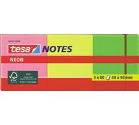 tesa Neon Notes notes adhésives 40 x 50 mm 3 couleurs 3 blocs de 80 feuilles