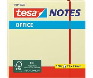 Tesa Office Bloc notes 100 feuilles 75 x 75 mm Taille L 57654-00000-05 | Notes adhésives jaune clair - Pour surligner et prendre des notes au bureau et à la maison - Forte adhérence, retrait facile