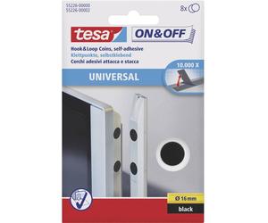 TESA On & Off 55226-00-01 Pastilles rondes auto-agrippantes à coller partie velours et partie agrippante (Ø) 16 mm noir 8 paire(s)