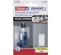 TESA On & Off 55228-03-00 Bandelette auto-agrippante à coller partie velours et partie agrippante, extra-fort (L x l) 100 mm x 50