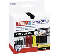 TESA On & Off 55229-00-01 Bande auto-agrippante à coller partie velours et partie agrippante, extra-fort (L x l x H) 1000 mm x 50 mm x 1 m noir 1 pc(s)