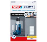 tesa Bande auto-agrippante on & off – extra forte pour objets lourds – 50 mm x 10 cm, blanc