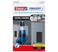 Tesa On & Off Bande Adhésive Auto Agrippante Extra Forte - Fixation d'Objets Lourds comme les Outils - Bande 50 mm x 10 cm, Noir