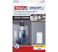 tesa On & Off bandes velcro extra-fortes 50 x 100 mm blanc 2 sets