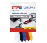 tesa On & Off Cable Manager SMALL 5 Pièces 20cm x 12mm