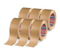 Tesa pack 4713 Ruban Adhésif d'Emballage de Colis - Adhésif Papier pour Fermer les Cartons, Recyclable et Sans Solvant - Brun - 6 Rouleaux de 50 m x 50 mm Chacun